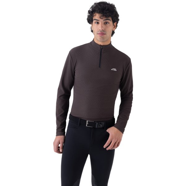 Equiline EQCAGLI langarm Zip-Sportshirt Herren - coffee bean, Größe XL