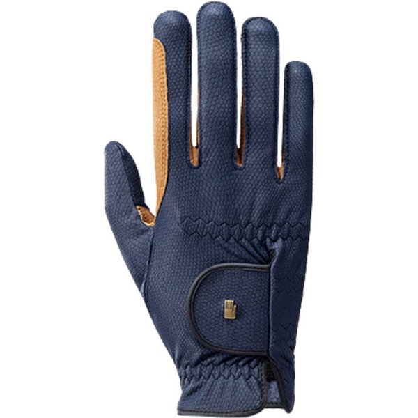 Roeckl MALTA Light & Grip bicolor Reithandschuh - navy/caramel, Größe 6½