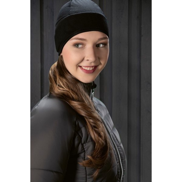HKM Kopfwärmer aus Fleece und Netzgewirke - schwarz, Größe onesize