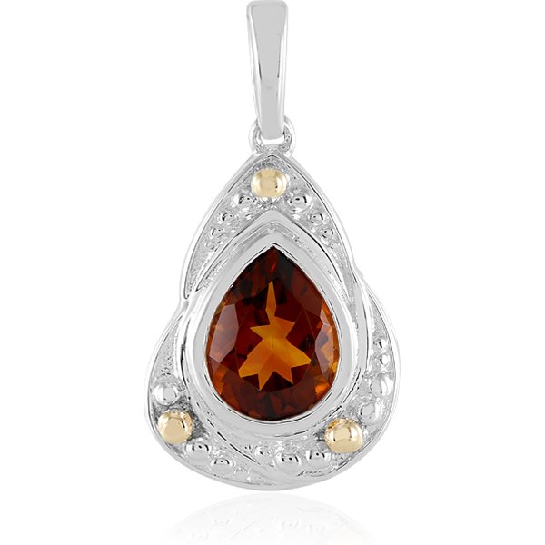Madeira-Citrin-SilberanhäNger Mit Gold (Granulieren)-image