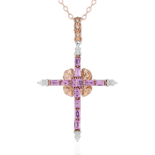 Pinkfarbener Madagaskar-Saphir-Silberhalskette (Gems En Vogue)-image