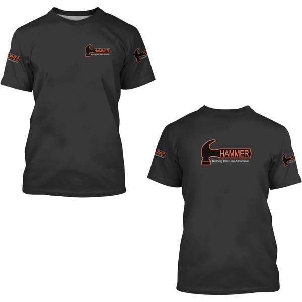 Hammer Bowling Men's Black 3D T Shirts-image