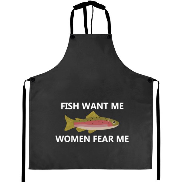 Fish Want Me Wo Fear Me White Aprons-image