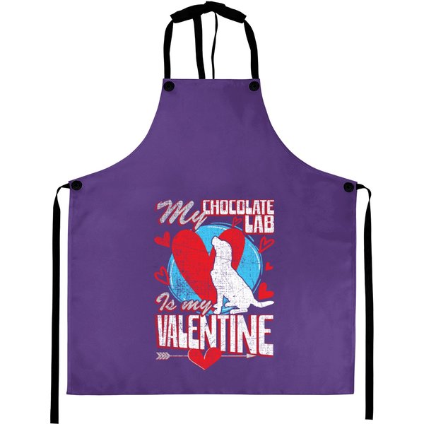 My Chocolate Lab Is My Valentine Funny Dog Distres Aprons-image