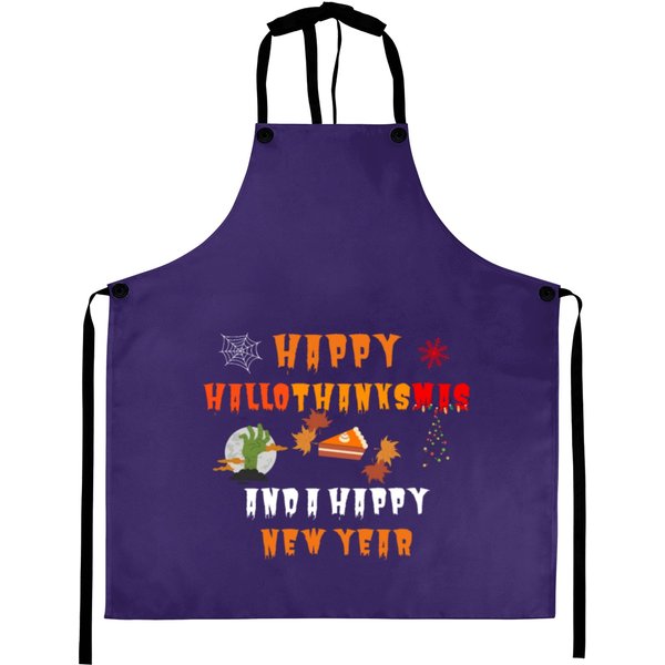 Happy Hallothanksmas And A Happy New Year Aprons-image
