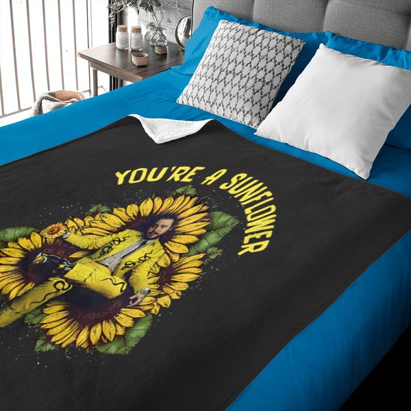 Sunflowers Posty Baby Blanket - Soft Gift For Newborn Post Malone Fans-image