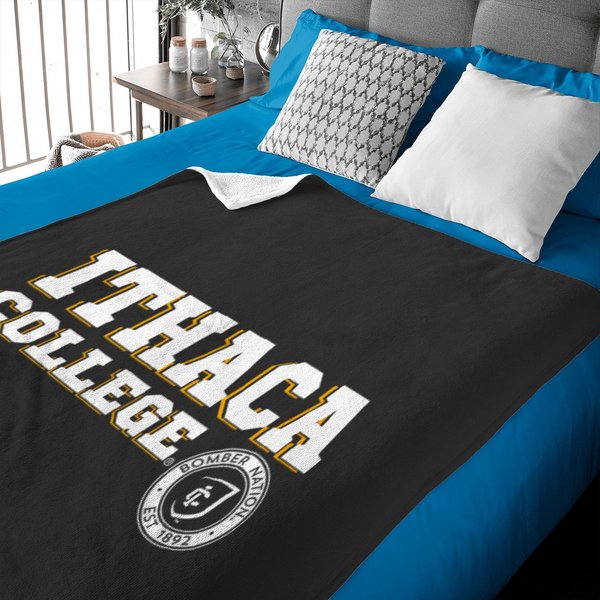 Ithaca College Bombers Block Text Baby Blankets-image