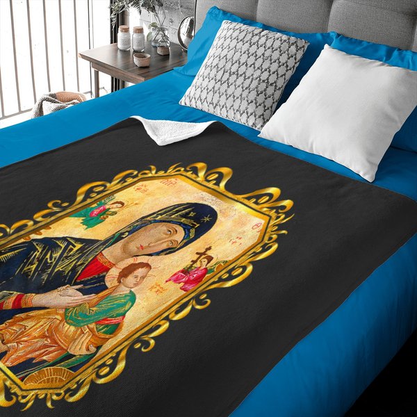 Our Lady Of Perpetual Help Blessed Mother Mary Catholic Icon Baby Blankets-image