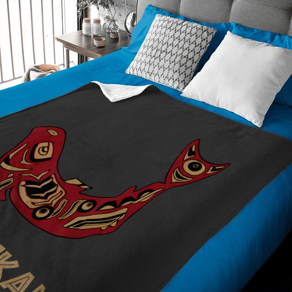 Ketchikan Alaska Native American Indian Salmon Fisher Art Baby Blankets-image