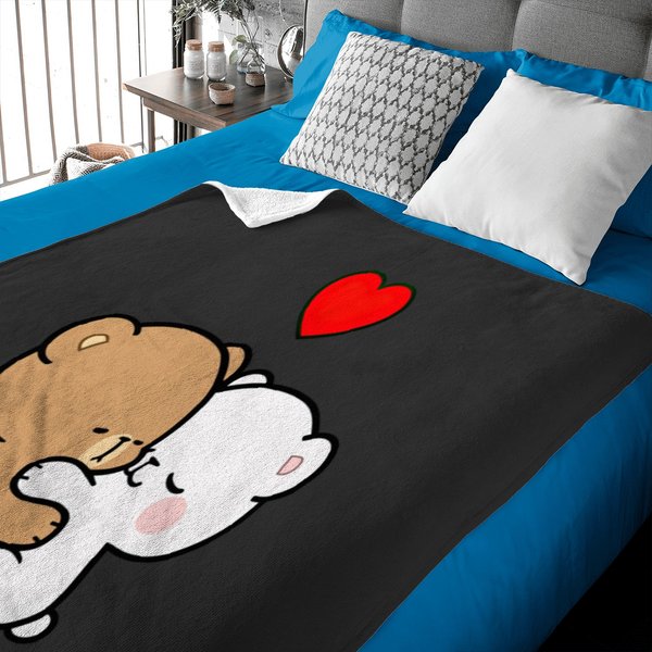 Milk Mocha Bear Two Hearts Beat As One Baby Blankets-image