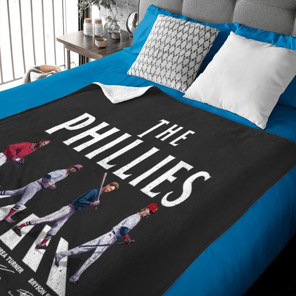 Vintage Phillies Walking Abbey Road Signatures Baseball Baby Blankets, Kyle Schwarber Baby Blankets-image