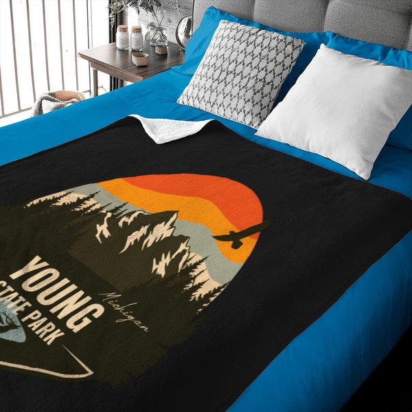 Young State Park Michigan - Mi Retro Mountain Badge 3273 Baby Blankets-image