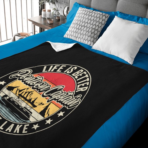 Pontoon Boat Captain Dad Funny Sailing Amp; Boating Lake Mens Baby Blankets-image