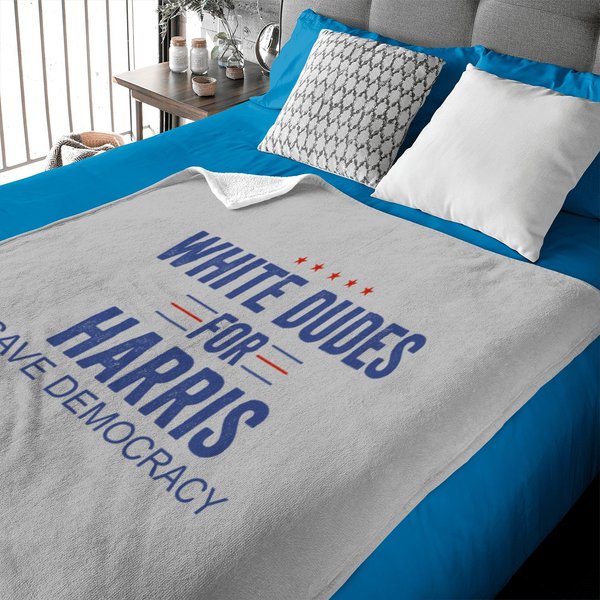 White Dudes For Harris Baby Blankets, Kamala Harris President Baby Blankets-image
