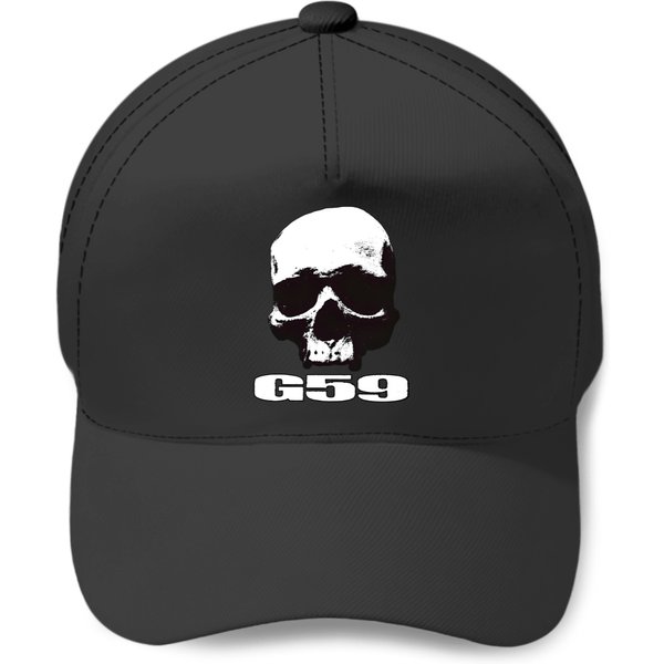 G59 Grey59 Skull Black And White Logo Baseball Caps-image
