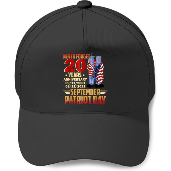 Never Forget Day Memorial 20Th Anniversary 911 Patriotic Baseball Caps-image