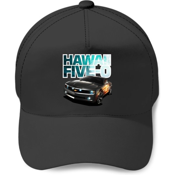 Hawaii Five-O Black Camaro White Outline Baseball Caps-image