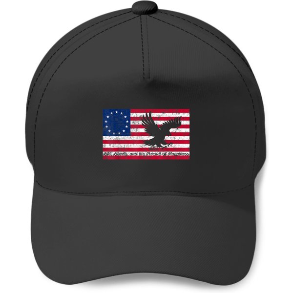Betsy Ross American Flag Patriotic Bald Eagle Distressed Baseball Caps-image