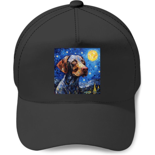 German Shorthaired Pointer In Starry Night Style Baseball Caps-image