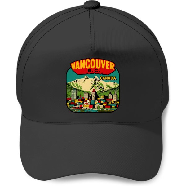 Downtown Vancouver Bc Vintage Travel Decal0 Baseball Caps-image