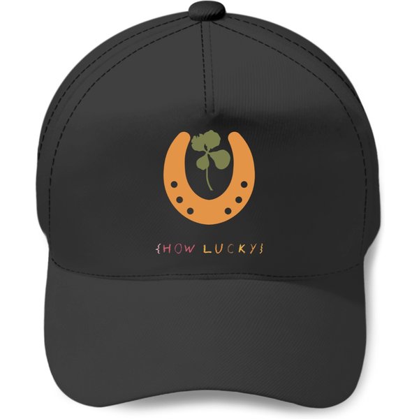 Horseshoe And Leaf Clover - Vector Silhouette Baseball Caps-image