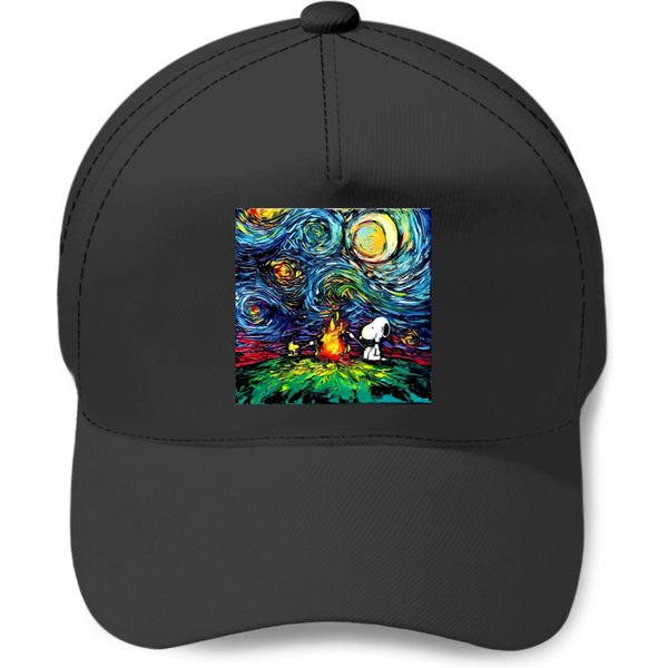 Snoopy Starry Night Print Van Gogh Parody Baseball Caps-image