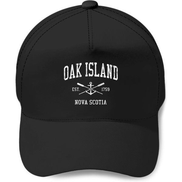 Oak Island Vintage Crossed Oars &Amp_ Boat Anchor Sports Baseball Caps-image