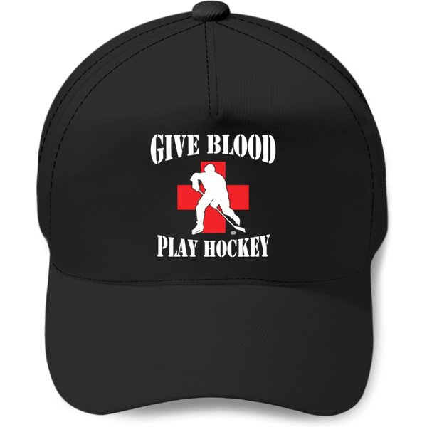 Give Blood Play Hockey T-Shirt Baseball Caps-image