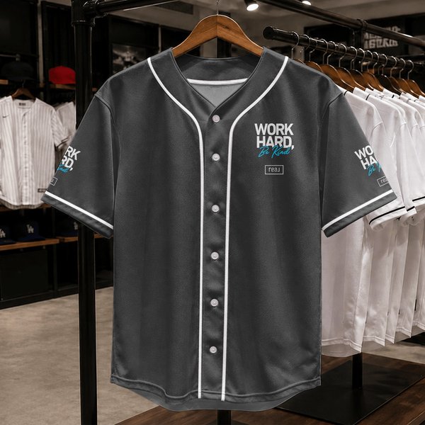 Real Broker Work Hard Be Kind Core Value White And Blue Baseball Jerseys-image