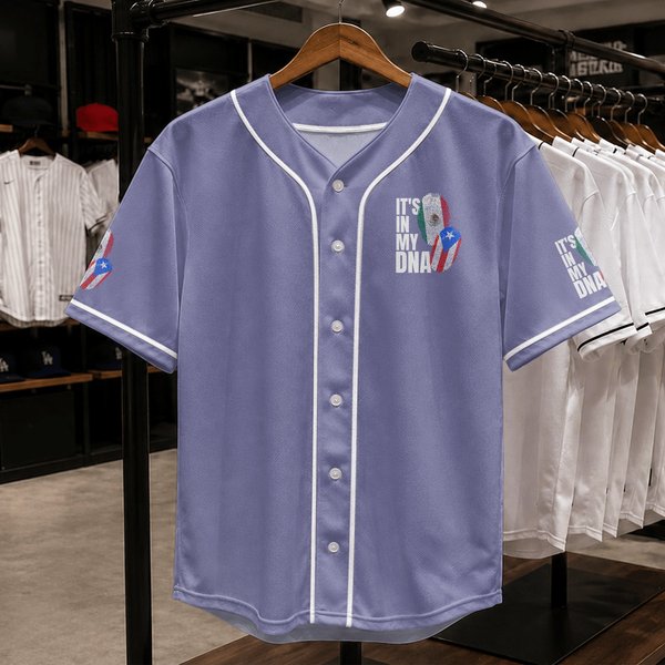 Puerto Rican Plus Mexican Dna Mix Flag Heritage Gift - Puerto Rican And Mexican Mix Heritage - Baseball Jerseys-image