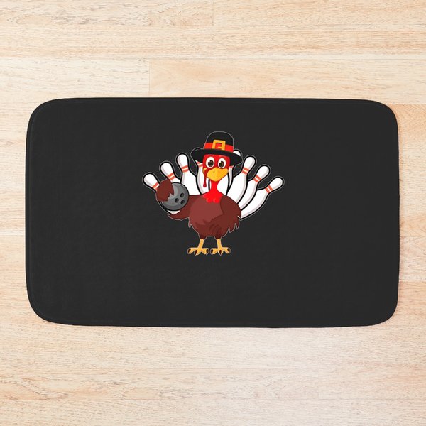 Turkey Bowling Bath Mats, Bowling Squad Bath Mats, Cute Turkey Bath Mats, Family Matching Bath Mats-image