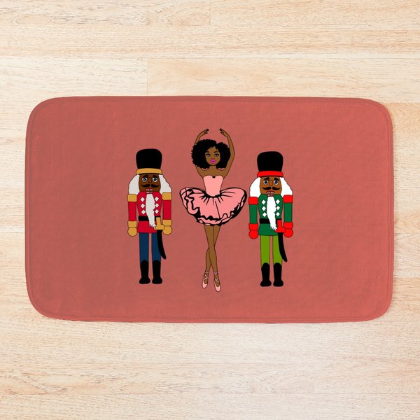 Sugar Plum Fairy Black Nutcracker Christmas African American Bath Mats-image