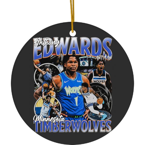 Anthony Edwards Ceramic Ornaments Vintage Graphic Ceramic Ornaments Minnesota Basketball Jersey Anthony Edwards Bootleg Classic 90S Style Gift For Timberwolves Fan-image
