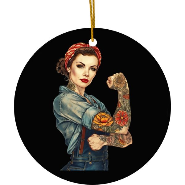 Rosie The Riveter Vintage Empowerment Ceramic Ornaments-image