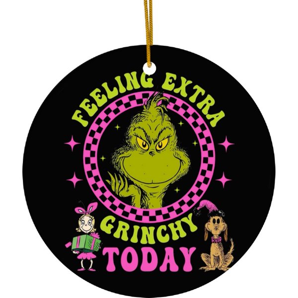 Feeling Extra Grinchy Ceramic Christmas Ornament-image