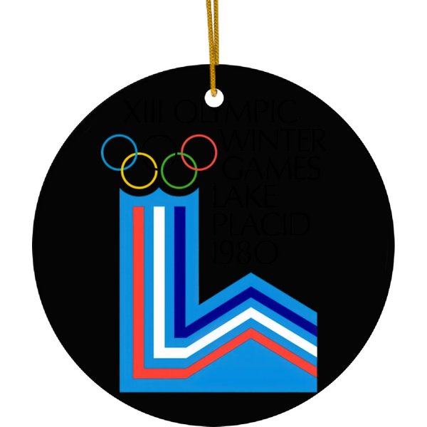 Lake Placid 1980 Winter Olympics Men's Grey Ceramic Ornaments Size S-5Xl-image