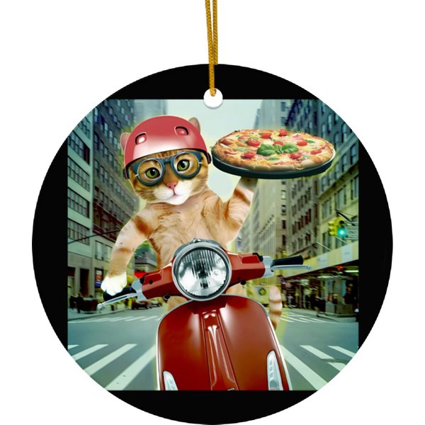 Pizza Cat - Cat - Pizza Delivery Ceramic Ornaments-image