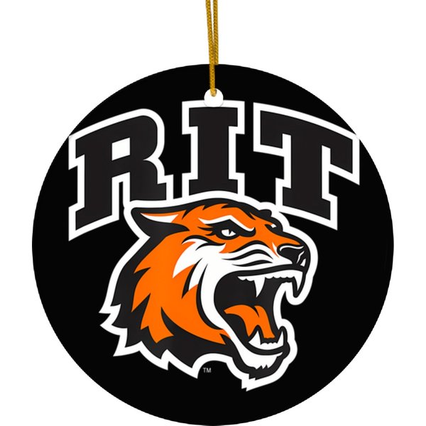 Rochester Institute Of Technology Rit Tiger Stacked Logo Ceramic Ornaments