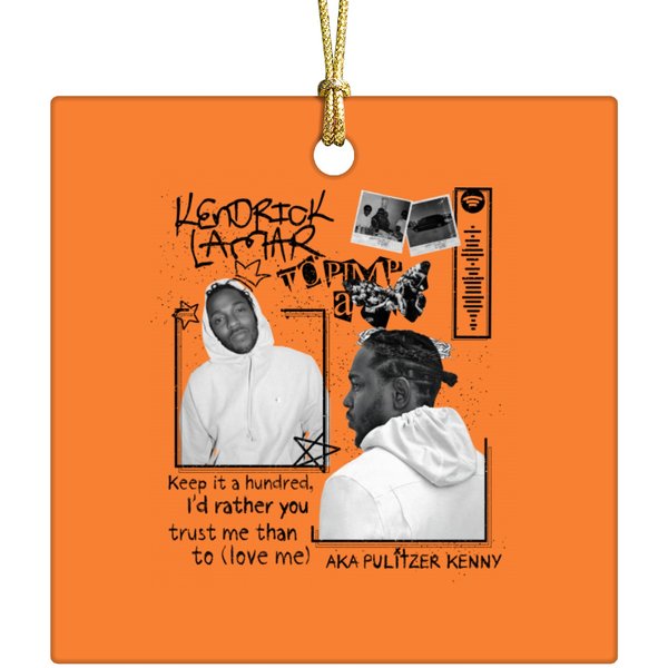 Kendrick Lamar Vintage Ceramic Ornaments, Front, Kendrick Lamar