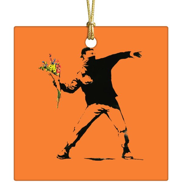 Banksy Flower Thrower - Banksy - Ceramic Ornaments