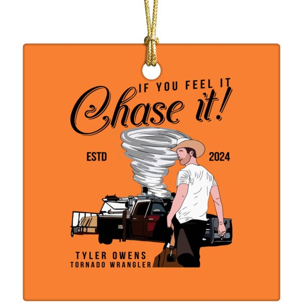 Tyler Owens Twisters Ceramic Ornaments, Vintage Glen Powell Ceramic Ornaments, If You Feel It Chase It-image