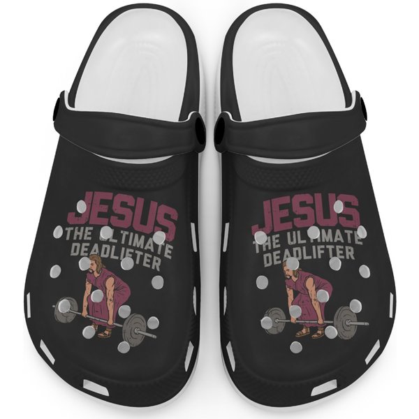 Deadlift Jesus I Christian Weightlifting Funny Workout Gym 6 Clogs-image