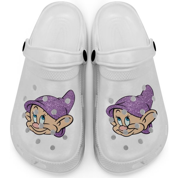 Dopey Face With Glitter Hat Clogs, Seven Dwarf Clogs, Dopey Dwarf Clogs-image