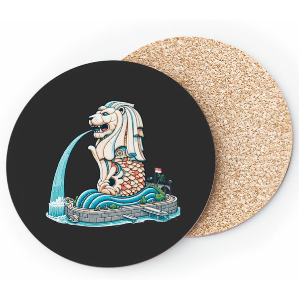 Statue Merlion In Singapore Coasters