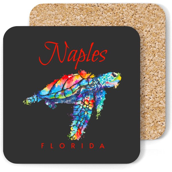 Naples Florida Watercolor Sea Turtle T Coasters-image