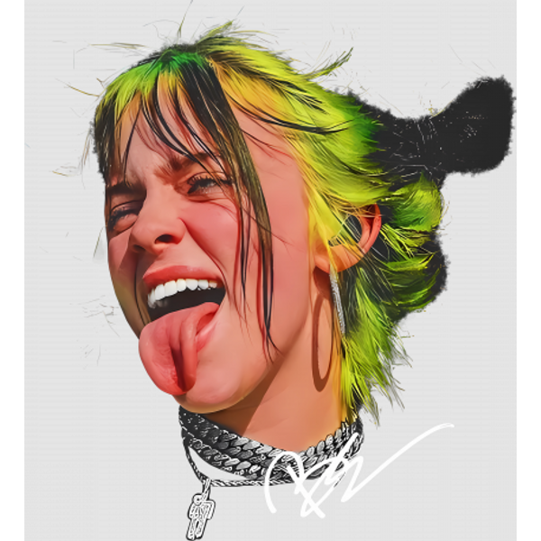 Billie Eilish Vintage Rap Digital File With Y2K Big Face Graphic-image