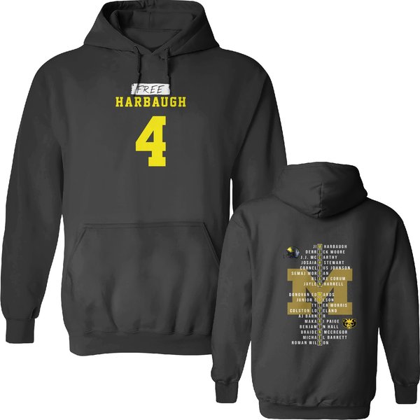 Free Harbaugh Go Blue! Football Fans Double Sided Hoodies-image