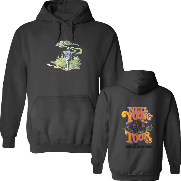 Neil Young Tour 1985 Rock Music Concert Double Sided Hoodies, Vintage-image