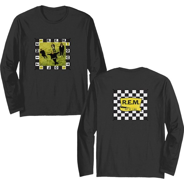 R.E.M. Rock Band Out Of Time Graphic Unisex Double Sided Long Sleeves, Vtg 90S Rem Music Band Album Double Sided Long Sleeves-image
