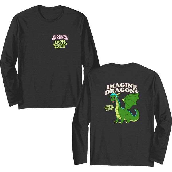 Imagine Dragons Loom World Tour 2024 Cartoon Unisex Black Double Sided Long Sleeves-image